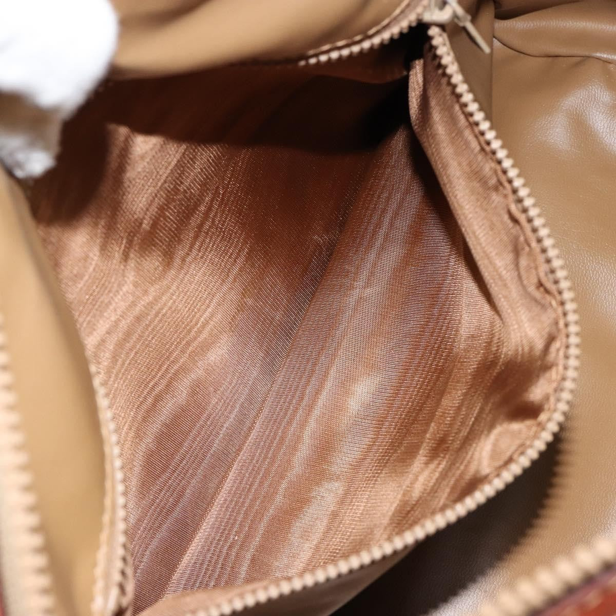 Celine Vintage Macadam Handbag Canvas and Leather, BEIGE, CANVAS, Handbag