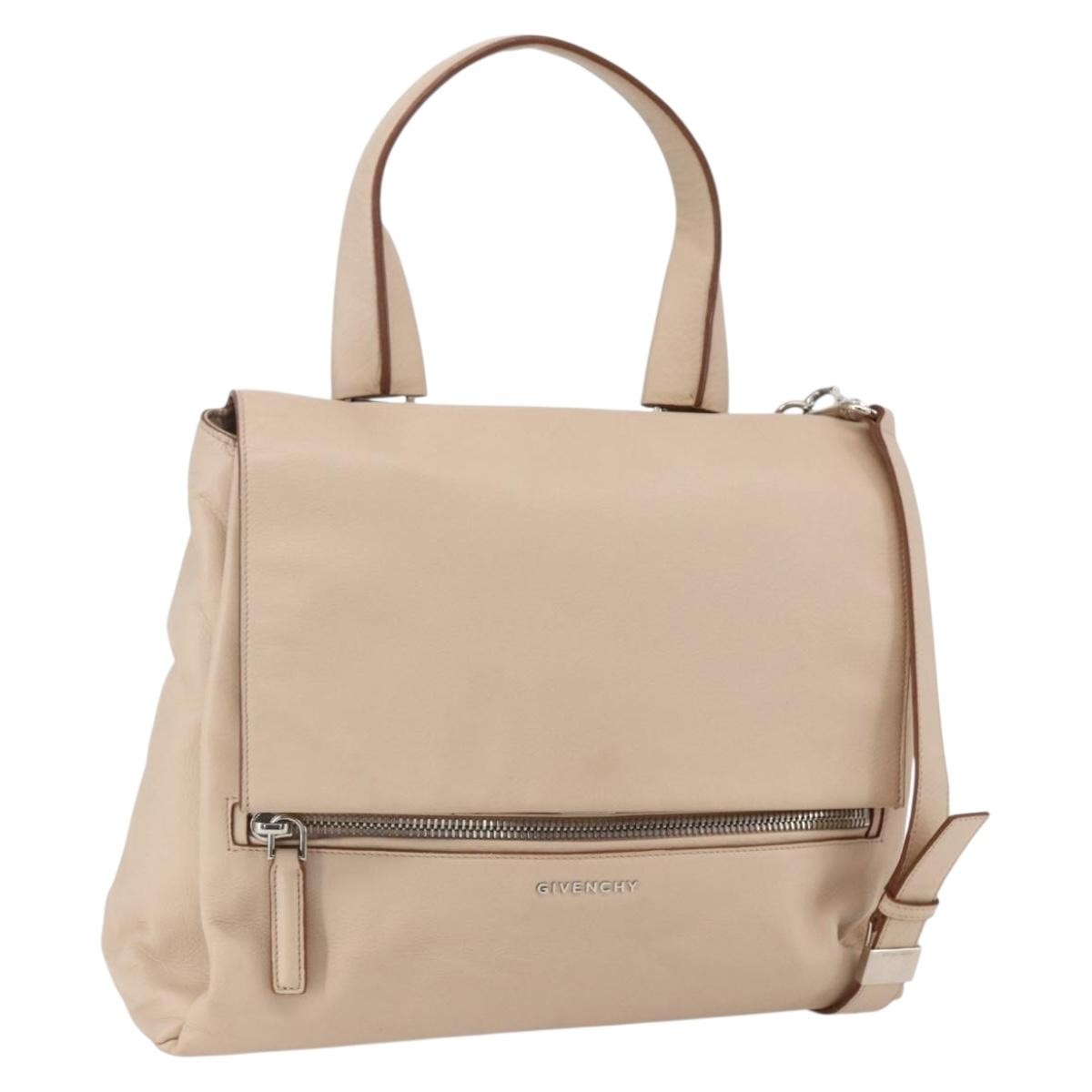 Givenchy Pandora Pure Satchel Leather, BEIGE, LEATHER, Handbag