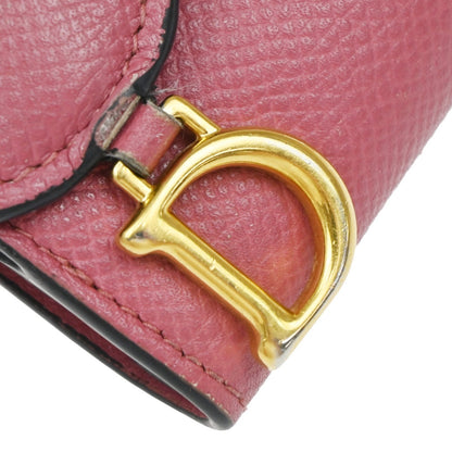 Christian Dior Saddle Trifold Flap Wallet Leather, PINK, LEATHER, Wallets