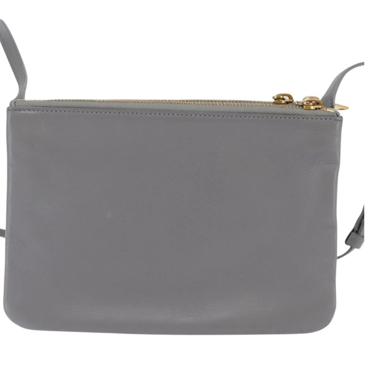 Celine Trio Crossbody Bag Leather, GRAY, LEATHER, Crossbody bag