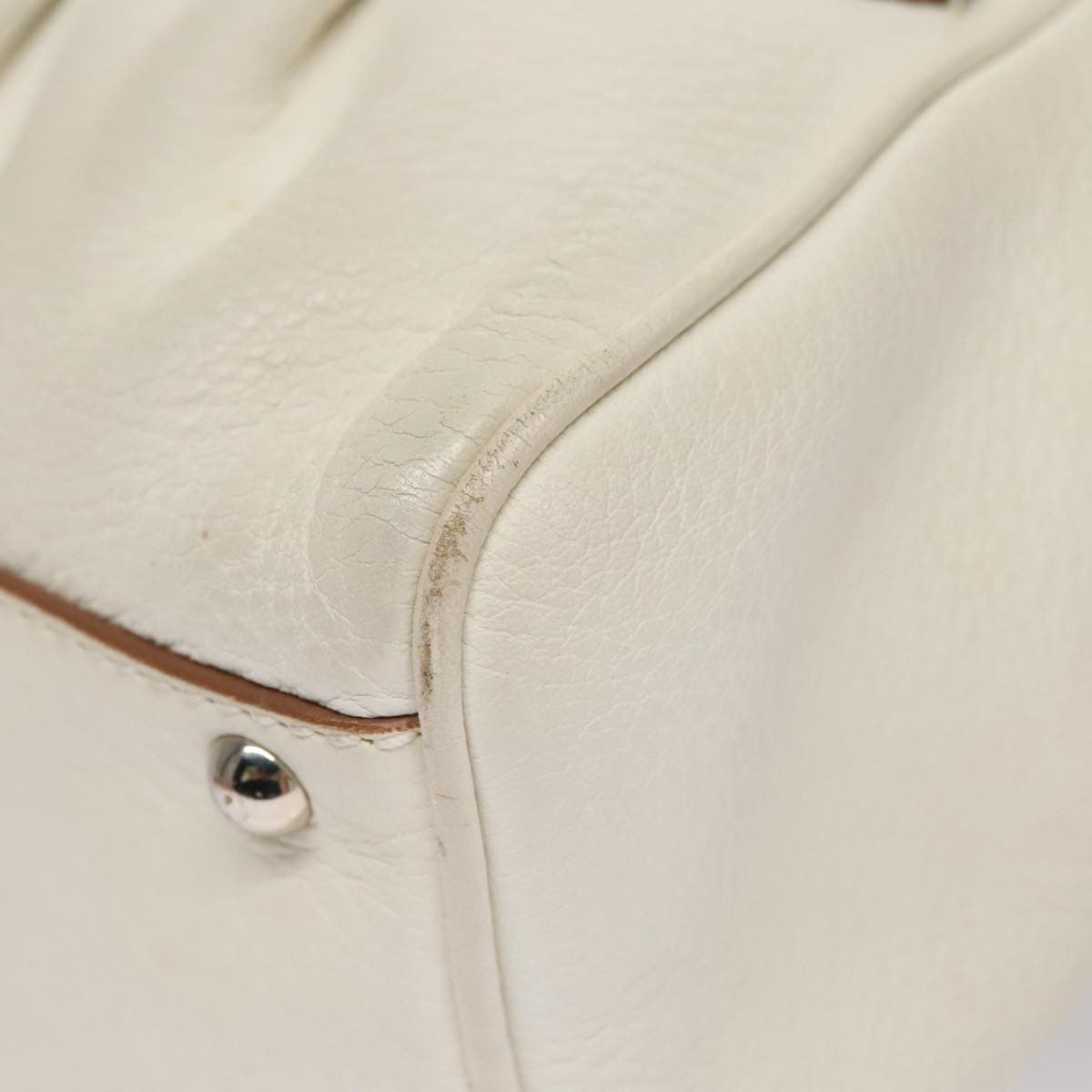 Salvatore Ferragamo Gancini handbag Leather, WHITE, LEATHER, Handbag