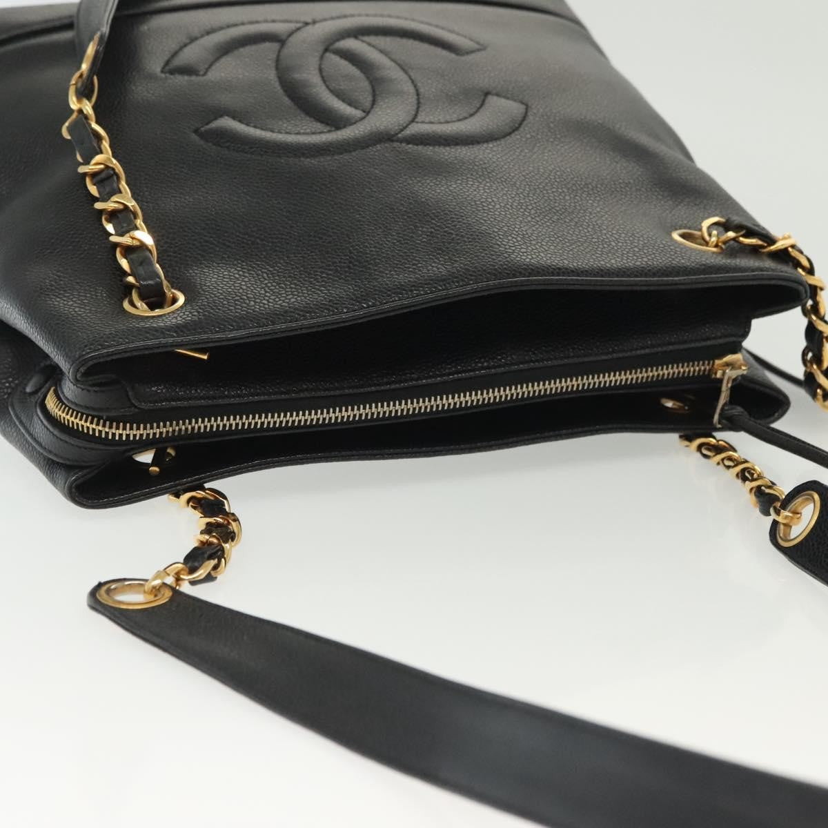 Chanel Vintage CC Logo Chain Tote Caviar, BLACK, LEATHER, Tote bag