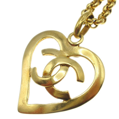 Chanel CC Heart Pendant Necklace Metal, GOLD, GOLD_PLATED, Necklace