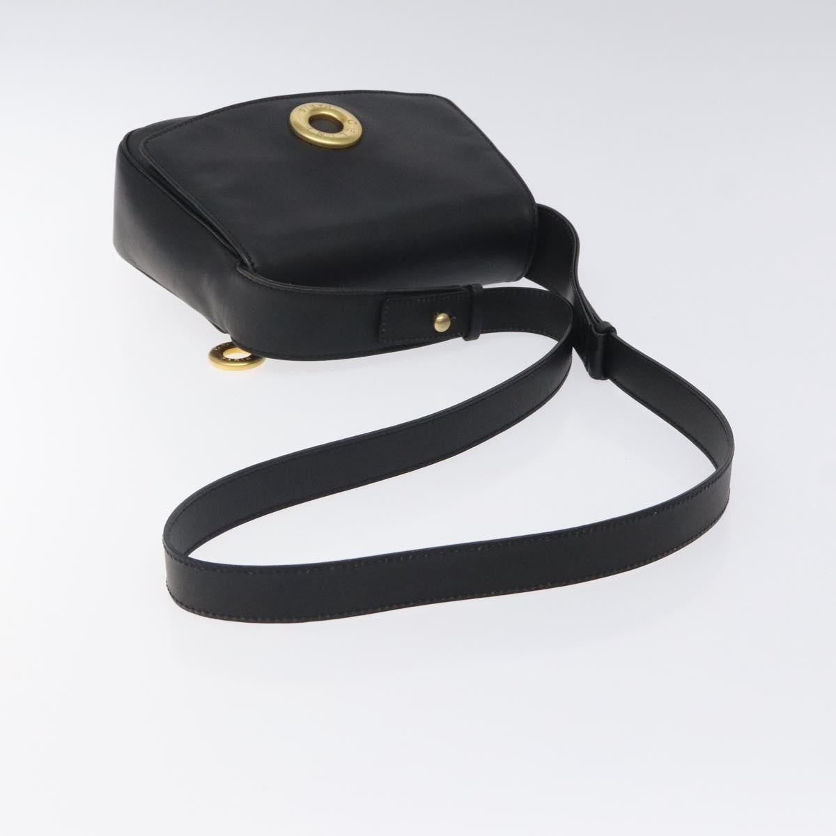 Celine Vintage Circle Logo Crossbody Bag Leather, BLACK, LEATHER, Shoulder bag