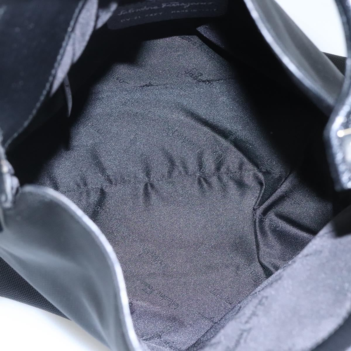 Salvatore Ferragamo Gancini handbag Canvas, BLACK, CANVAS, Handbag