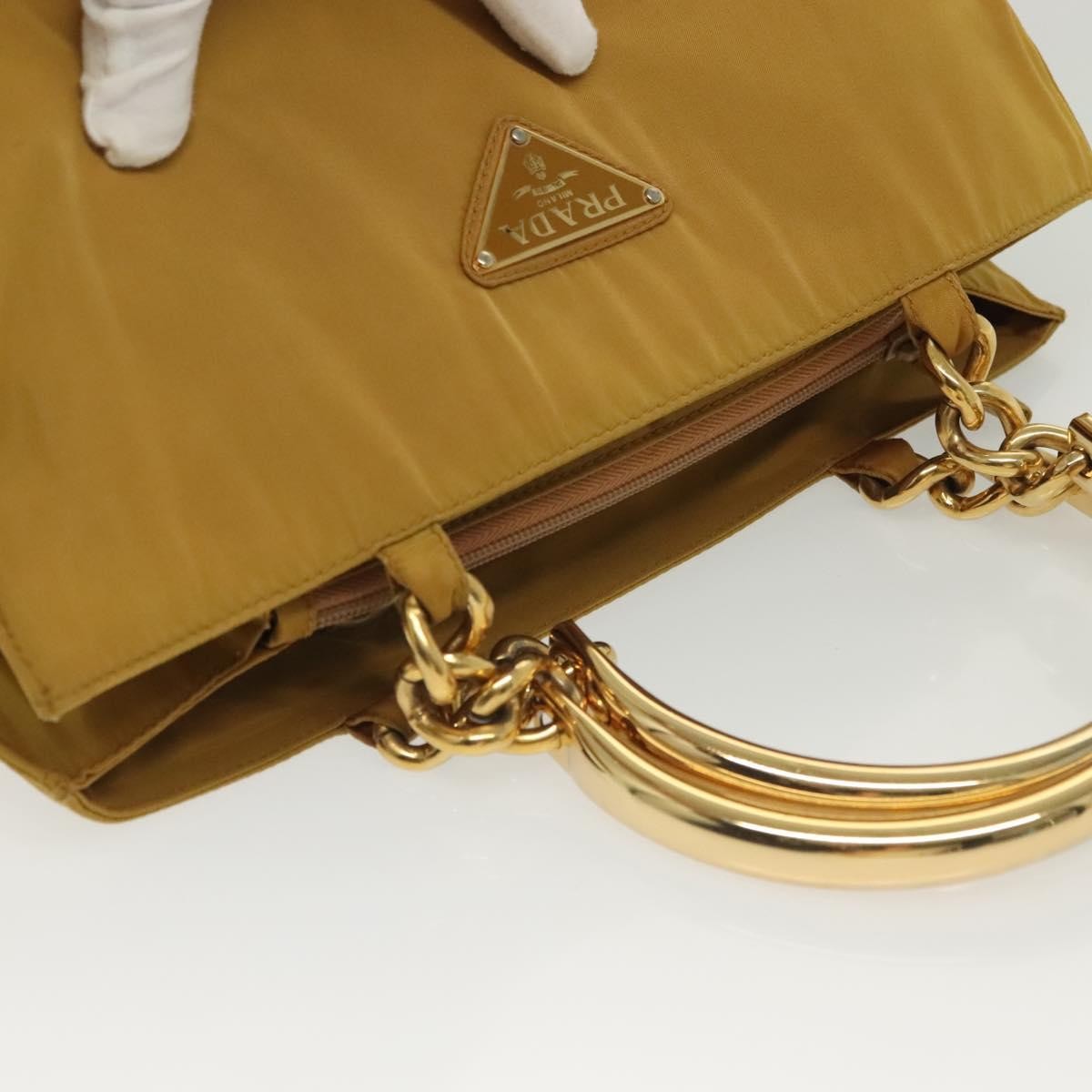 Prada Metal Handles Tote Tessuto, YELLOW, NYLON, Tote bag
