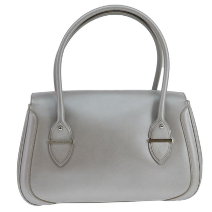 Salvatore Ferragamo Flap Satchel Saffiano Leather, SILVER, LEATHER, Handbag