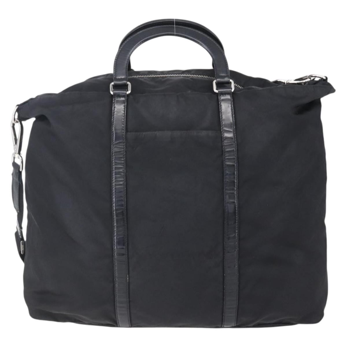 Prada Vintage Tote Tessuto with Leather, BLACK, NYLON, Tote bag