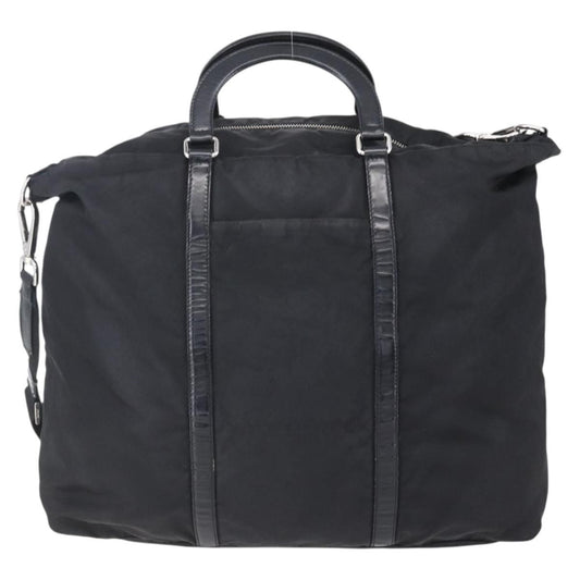 Prada Vintage Tote Tessuto with Leather, BLACK, NYLON, Tote bag