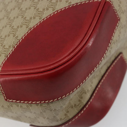 Celine Macadam Shoulder Bag PVC Leather, Beige, Canvas, Shoulder Bag