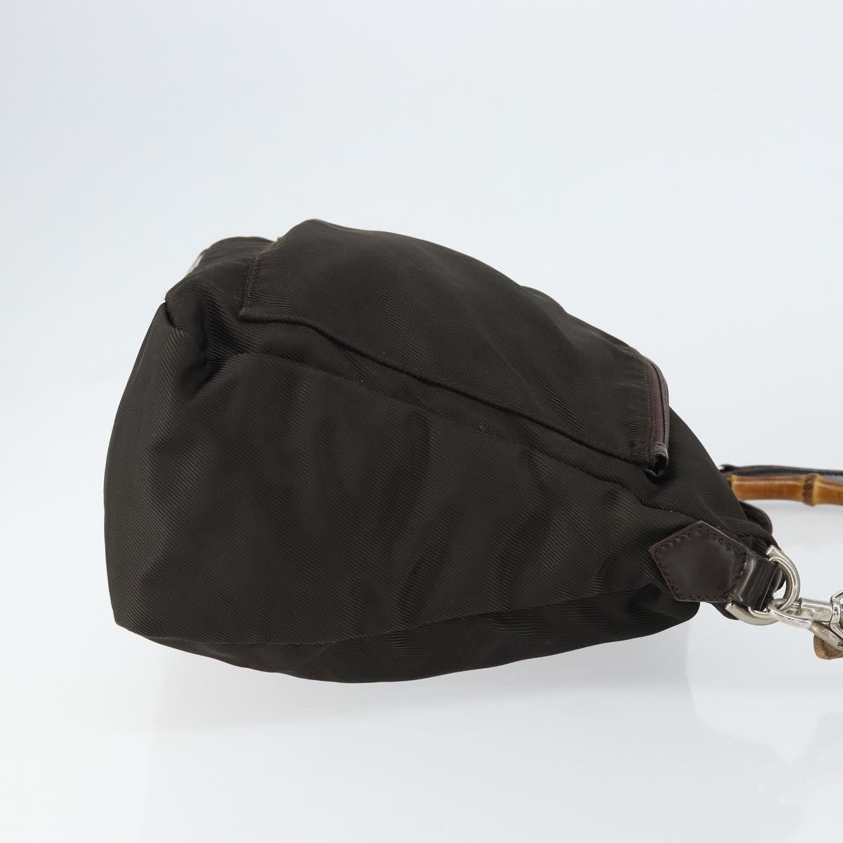 Gucci Vintage Bamboo Handle Bag Nylon, BROWN, NYLON, Handbag
