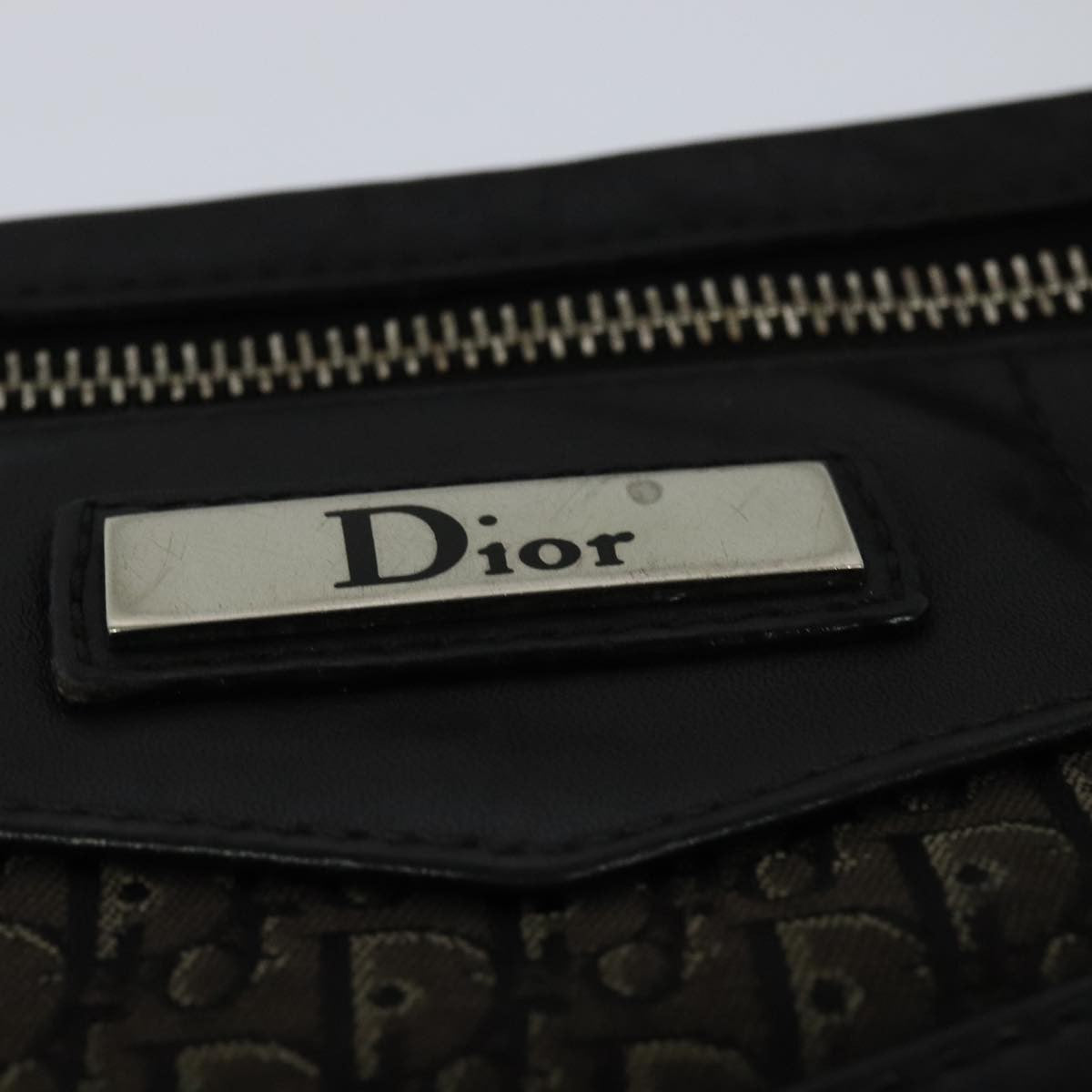Christian Dior Vintage Street Chic Shoulder Handbag Diorissimo Canvas with Leather, BLACK, CANVAS, Shoulder bag