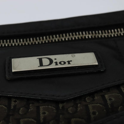 Christian Dior Vintage Street Chic Shoulder Handbag Diorissimo Canvas with Leather, BLACK, CANVAS, Shoulder bag