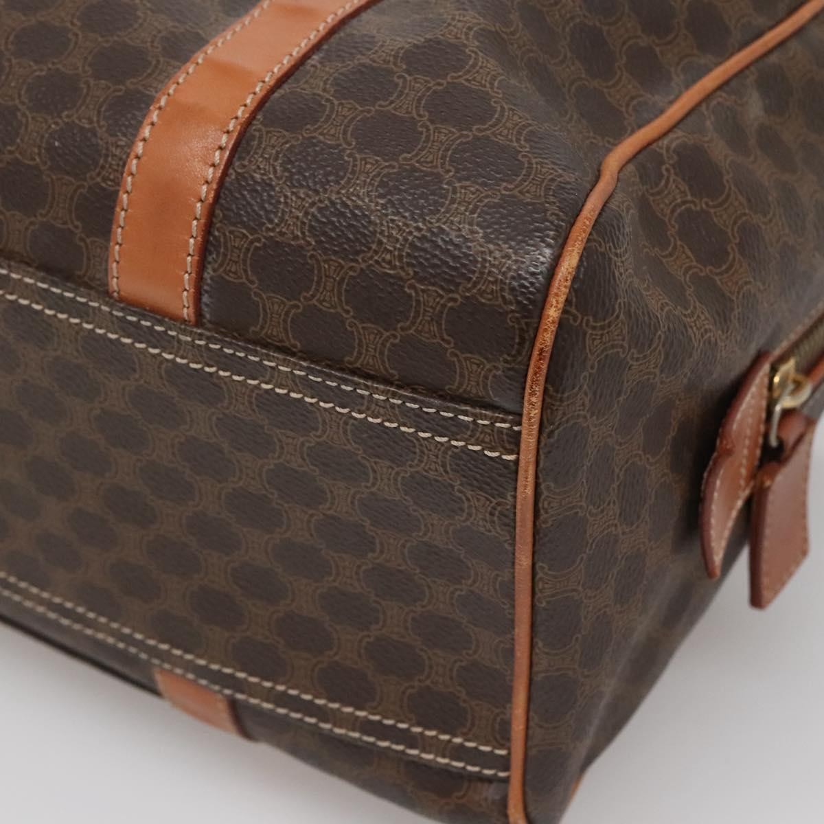 Celine Macadam Handbag Macadam with leather, BROWN, CANVAS, Handbag