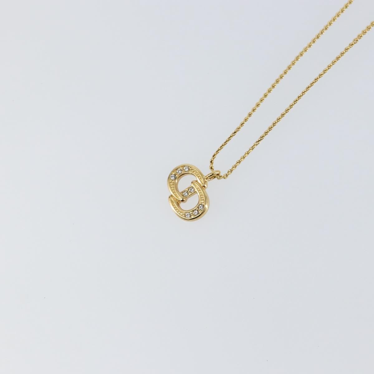 Christian Dior CD Pendant Necklace Metal and Crystals, GOLD, METAL, Necklace