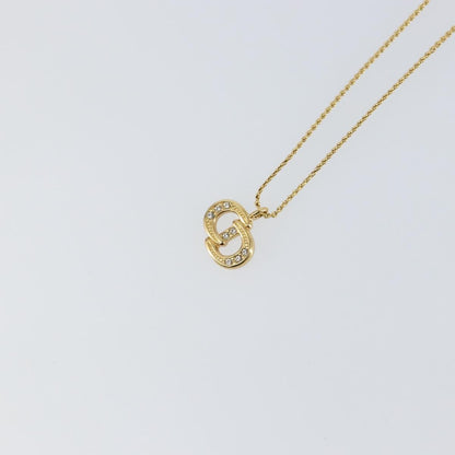 Christian Dior CD Pendant Necklace Metal and Crystals, GOLD, METAL, Necklace