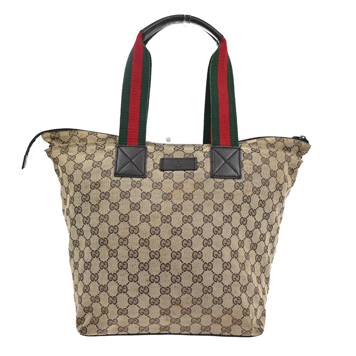 Gucci Web Zip Tote GG Canvas, BROWN, CANVAS, Tote bag