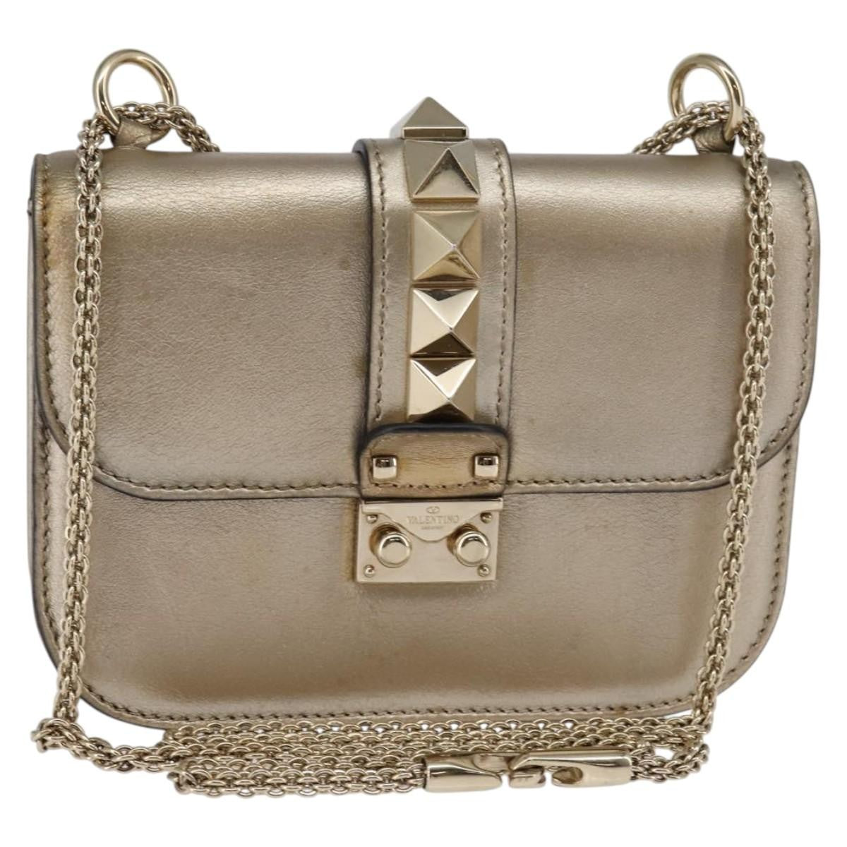 Valentino Garavani Glam Lock Shoulder Bag Leather, GOLD, LEATHER, Shoulder bag