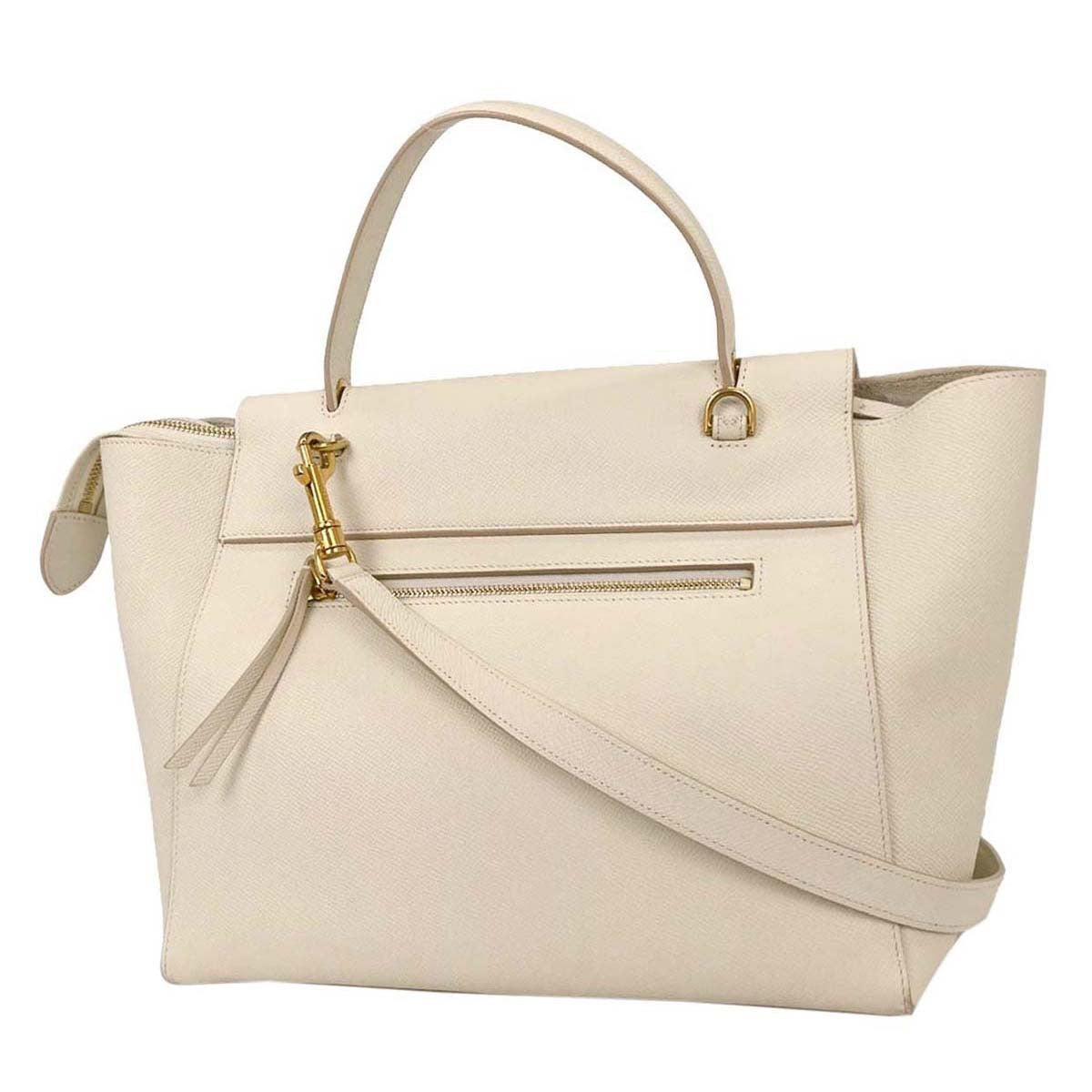 Celine Belt Bag Calfskin, WHITE, LEATHER, Handbag