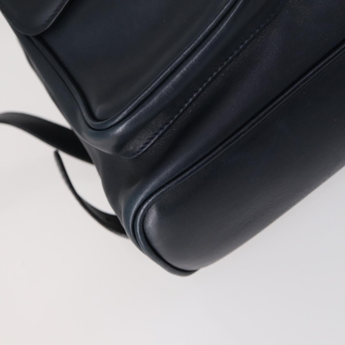 Gucci Vintage Bamboo Backpack Leather, NAVY, LEATHER, Backpack