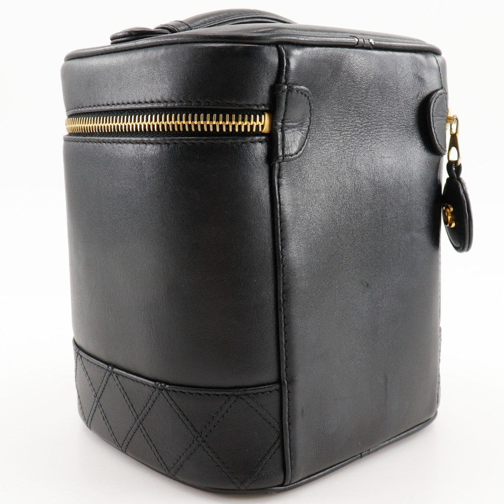 Chanel Vintage Cosmetic Case Leather, BLACK, LEATHER, Clutche & pouche