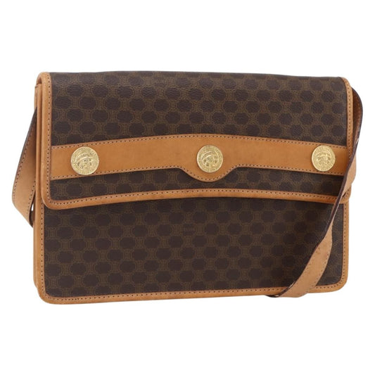 Celine Vintage Macadam Shoulder Bag Canvas and Leather, BROWN, CANVAS, Shoulder bag