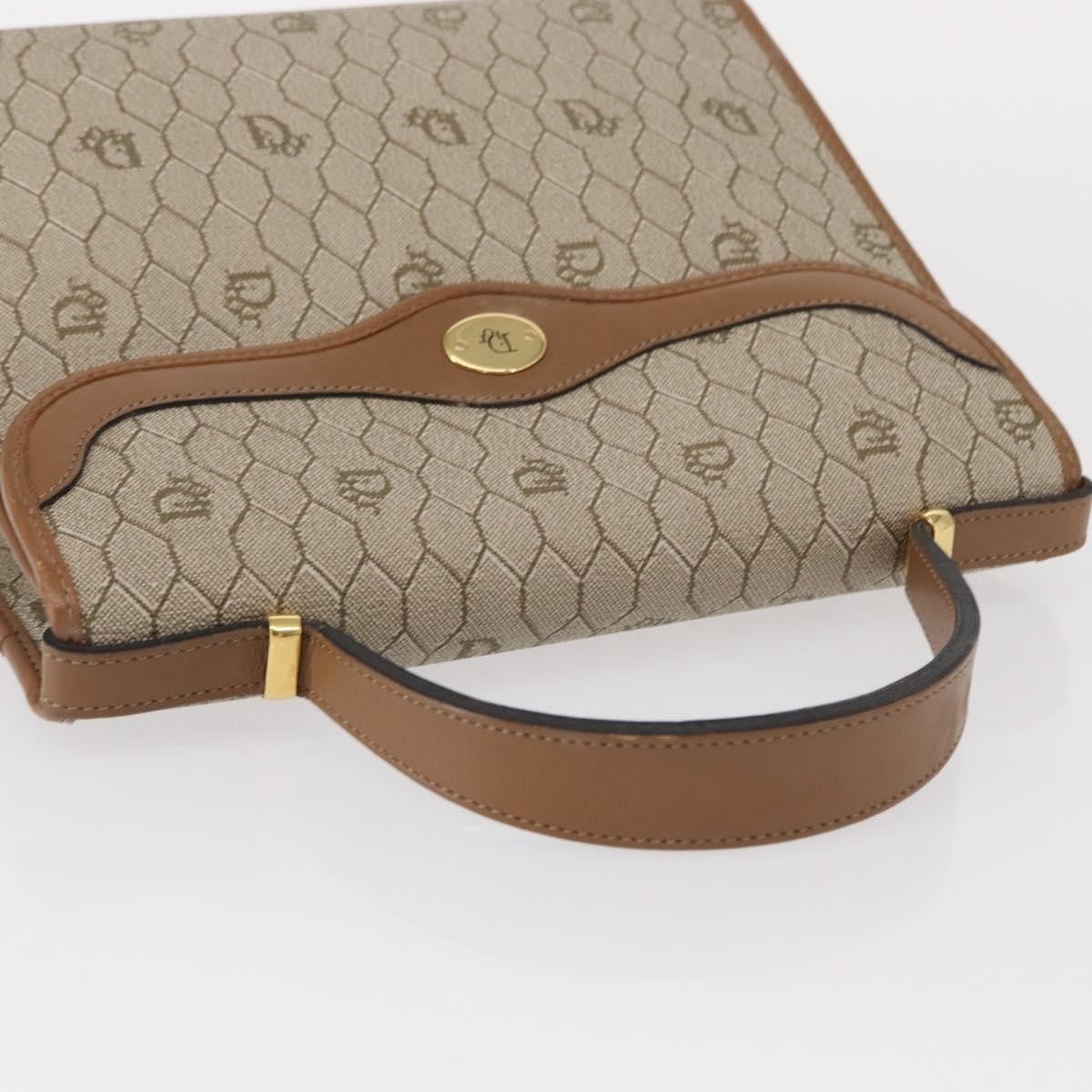 Christian Dior Vintage Honeycomb Handbag Canvas Leather, BEIGE, CANVAS, Handbag