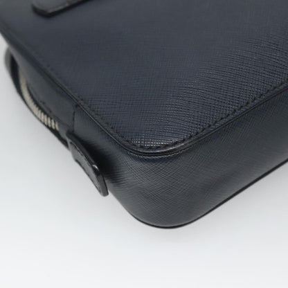 Prada Zip Pochette Saffiano Leather, NAVY, LEATHER, Clutche & pouche
