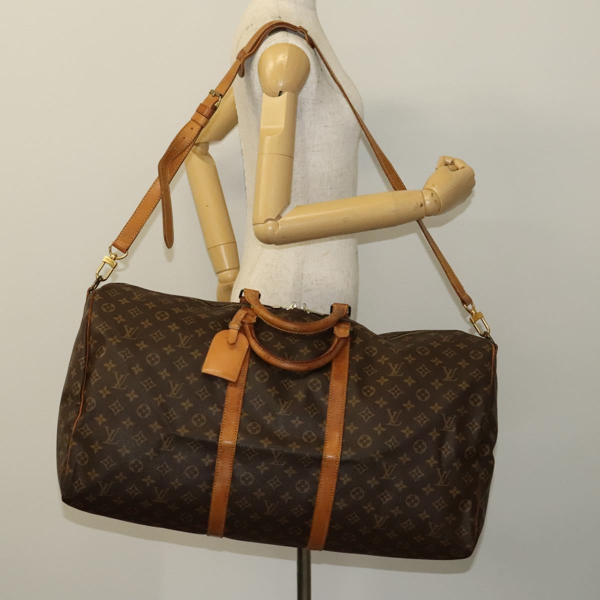 Louis Vuitton Keepall Bandouliere Bag Monogram Canvas, BROWN, CANVAS, Travel bag