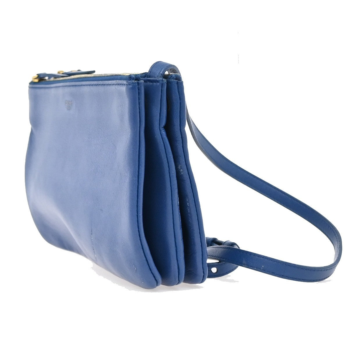 Celine Trio Crossbody Bag Leather, BLUE, LEATHER, Crossbody bag