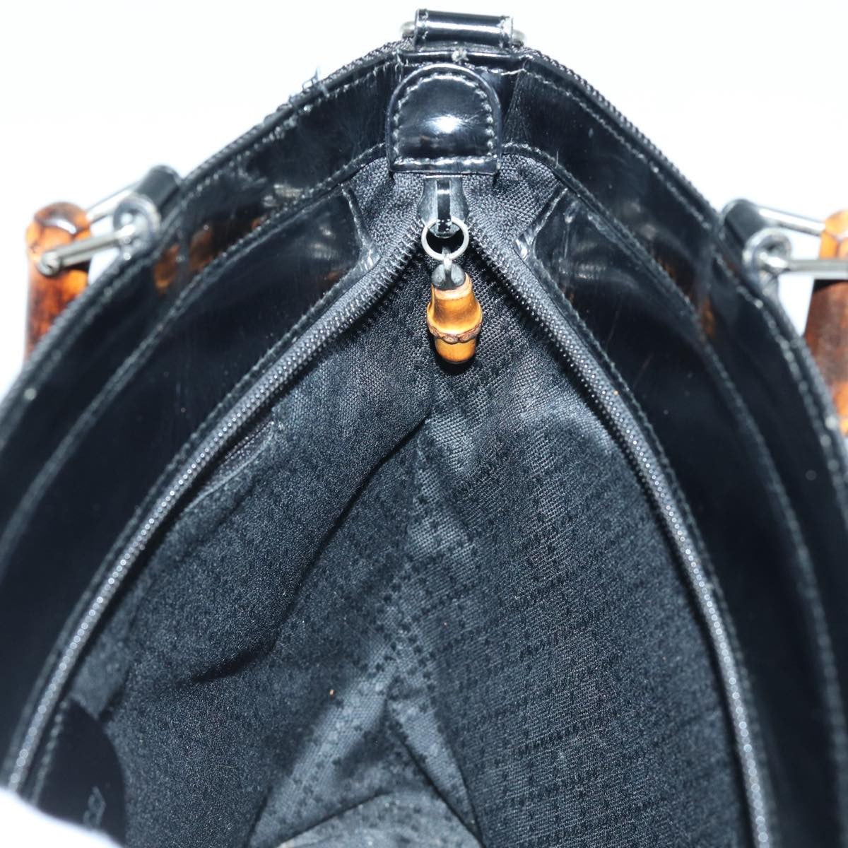 Gucci Vintage Bamboo Handle Tote Canvas, BLACK, CANVAS, Tote bag