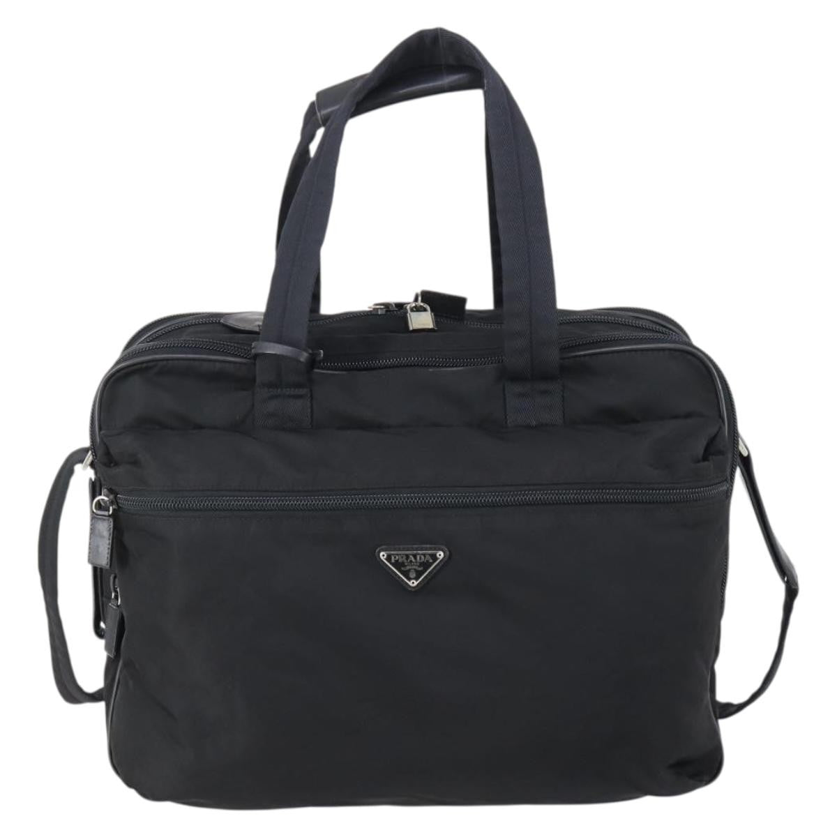 Prada Porta Computer Briefcase Tessuto and Saffiano Leather, BLACK, NYLON, Briefcase