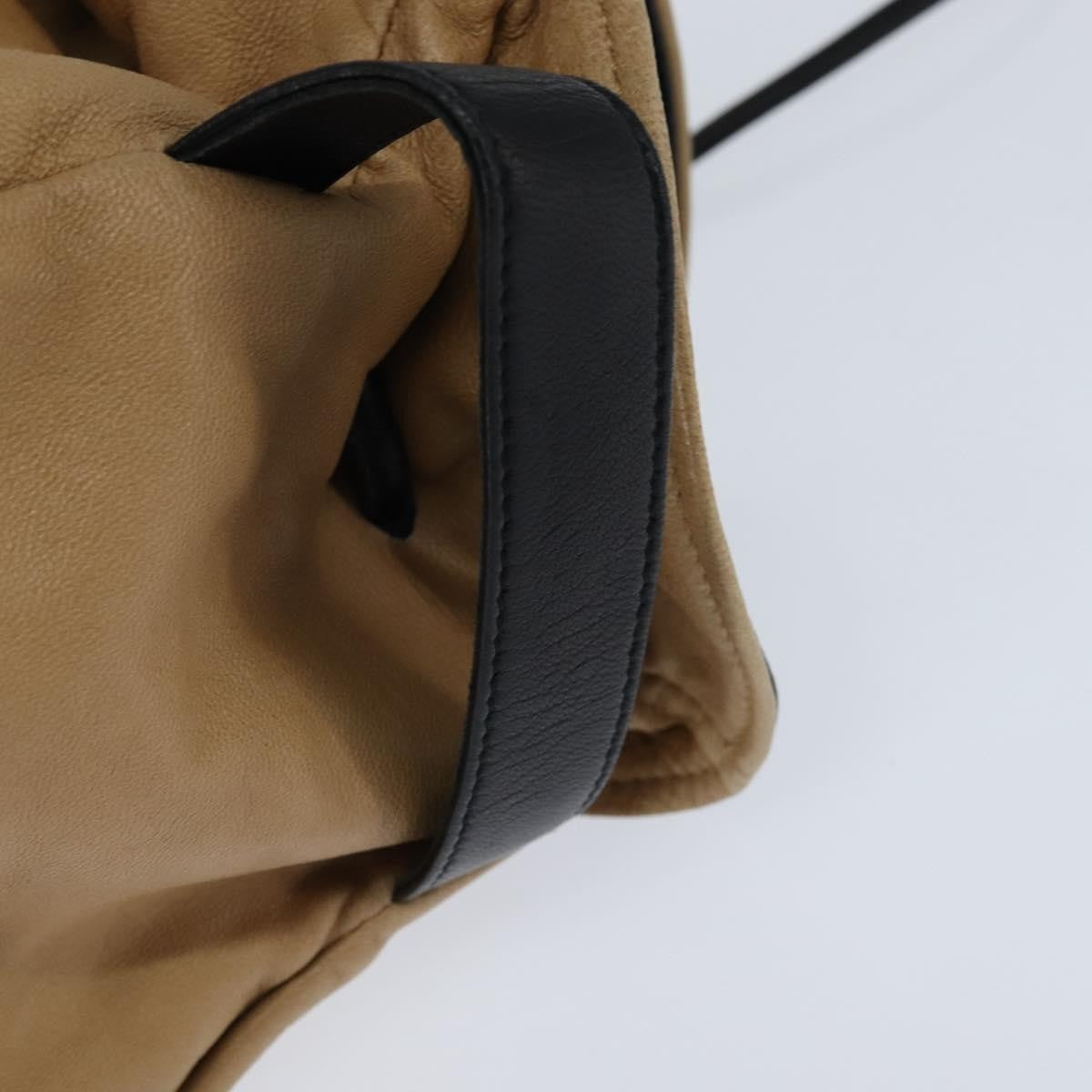 Chanel Vintage Drawstring Pouch Leather, BEIGE, LEATHER, Clutche & pouche