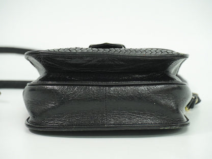 Saint Laurent Vintage Flap Crossbody Bag Leather, BLACK, LEATHER, Crossbody bag