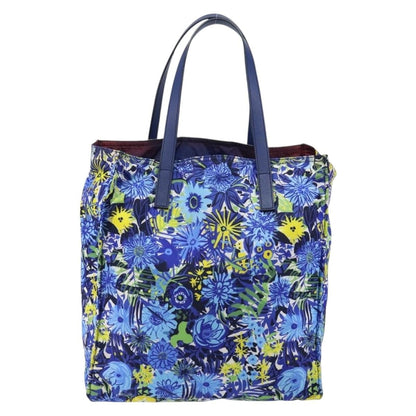 Prada Floreal Tote Printed Tessuto, BLUE, NYLON, Tote bag