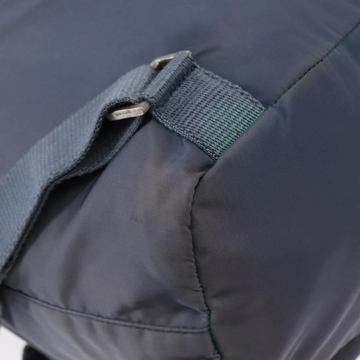 Prada Vela Double Front Pocket Backpack Tessuto with Saffiano Leather, BLUE, NYLON, Backpack