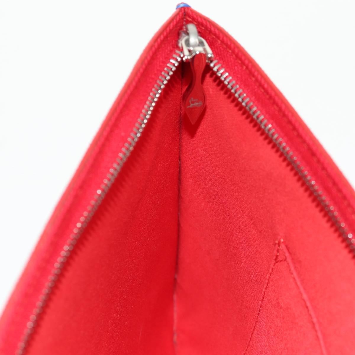 Christian Louboutin Loubiclutch Spiked Printed Leather, RED, CANVAS, Shoulder bag