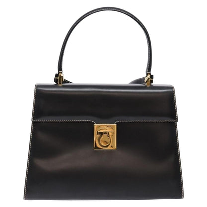 Salvatore Ferragamo Gancini Convertible Top Handle Bag Leather, BLACK, LEATHER, Handbag