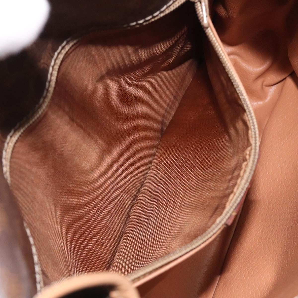 Celine Vintage Macadam Circle Logo Shoulder Bag Canvas and Leather, BROWN, PVC,CANVAS, Shoulder bag