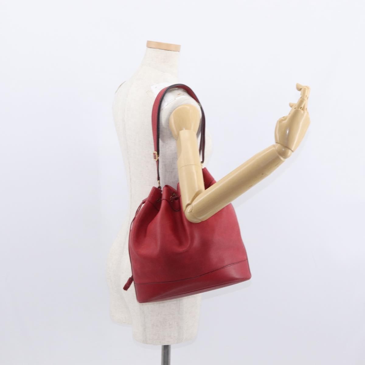 Hermes Market Handbag Leather, RED, LEATHER, Shoulder bag