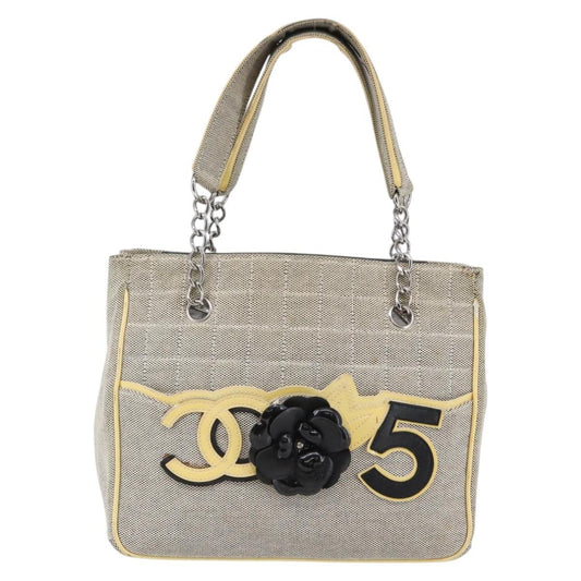 Chanel Camellia No.5 Tote Canvas, GRAY, CANVAS, Tote bag