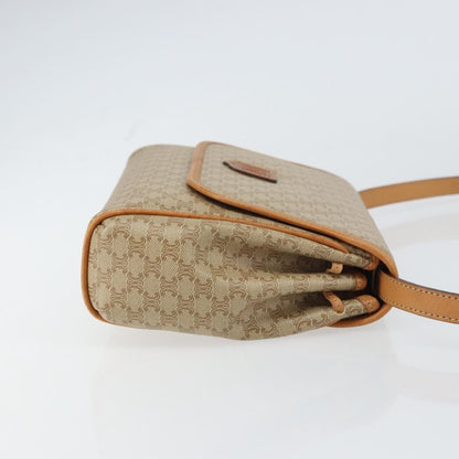 Celine Vintage Macadam Shoulder Bag Canvas and Leather, BEIGE, CANVAS, Shoulder bag
