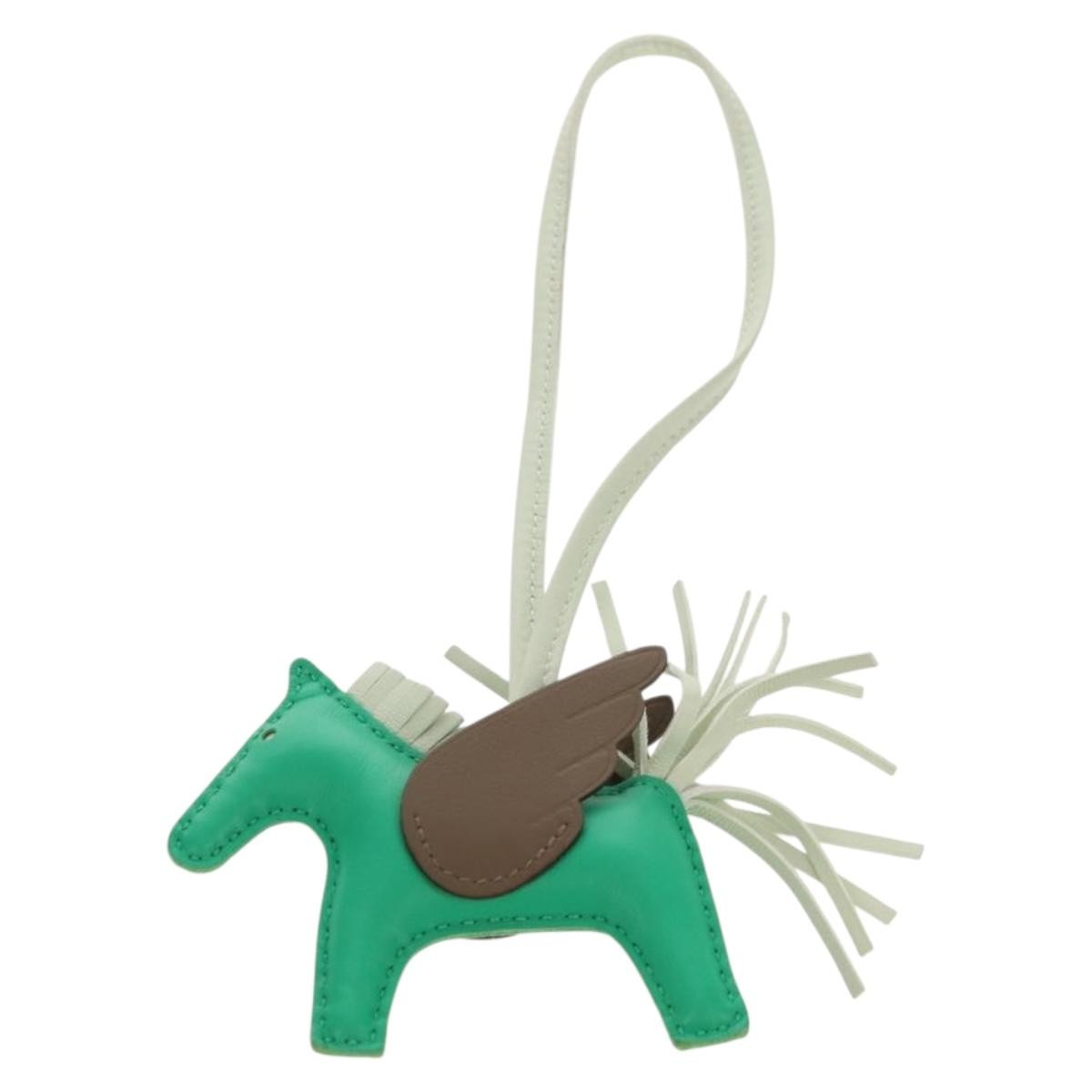 Hermes Pegase Rodeo Bag Charm Leather, GREEN, LEATHER, Charms and Keychains