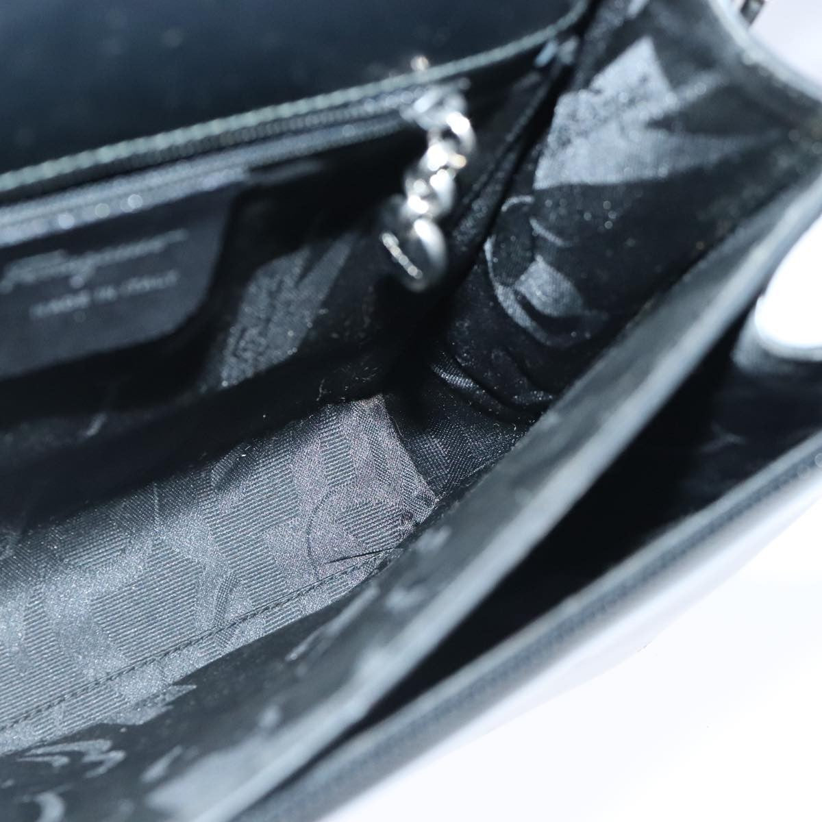 Salvatore Ferragamo Gancini handbag Leather, BLACK, LEATHER, Handbag