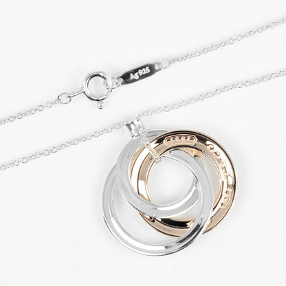 Tiffany & Co. 1837 Interlocking Circles Pendant Necklace Sterling Silver and Rubedo, SILVER, SILVER, Necklace