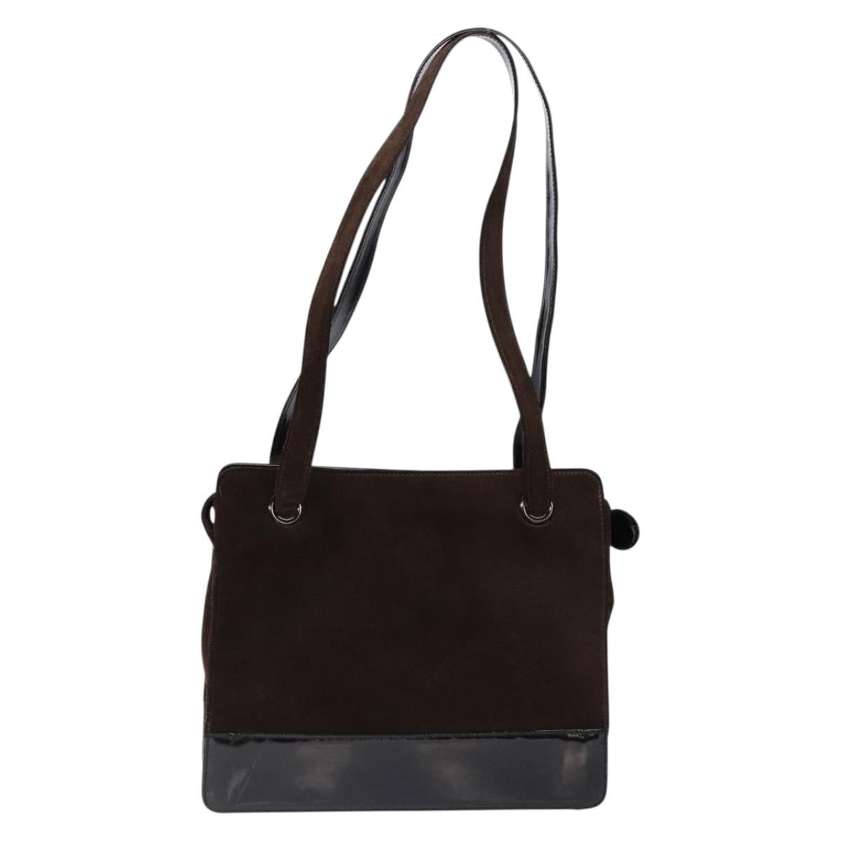 Chanel Vintage Logo Tote Suede, BROWN, SUEDE, Tote bag