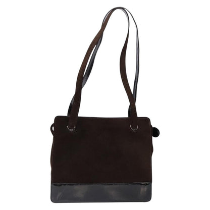 Chanel Vintage Logo Tote Suede, BROWN, SUEDE, Tote bag