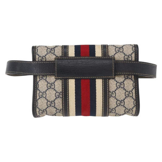 Gucci Vintage Web Belt Bag GG Coated Canvas, NAVY, PVC, Clutche & pouche