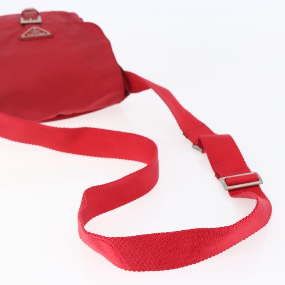 Prada Buckle Messenger Bag Tessuto, RED, NYLON, Shoulder bag