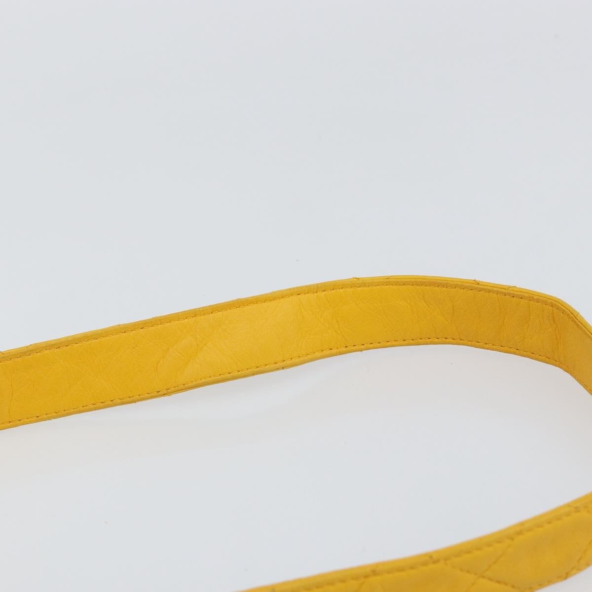 Chanel Vintage CC Fold Over Shoulder Bag Quilted Lambskin, YELLOW, LEATHER, Shoulder bag